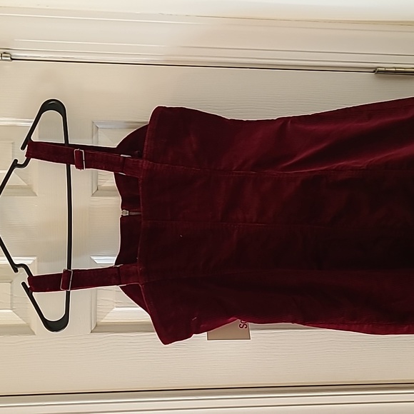 SO BRAND WOMENS JUNIOR BEAUTIFUL BURGUNDY CORDOROY JUMPER/PENAFORE DRESS SIZE XL - Picture 9 of 16